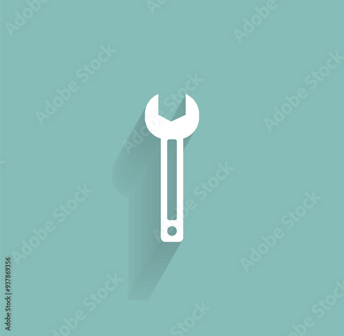 Vector icon of white color with shadow on gray-green background