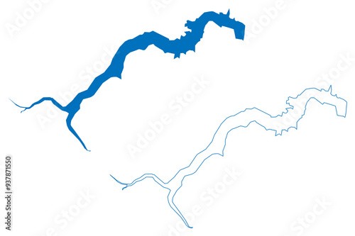 Lake Al-Rastan (Syrian Arab Republic, Syria) map vector illustration, scribble sketch Al Rastan Dam map