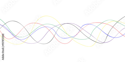  Vector illustration suitable for design. Dynamic neon line abstract background vector illustration. Multi color light painting photography, long exposure, electric blue, red and green. 