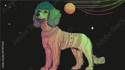 Space poodle against the universe