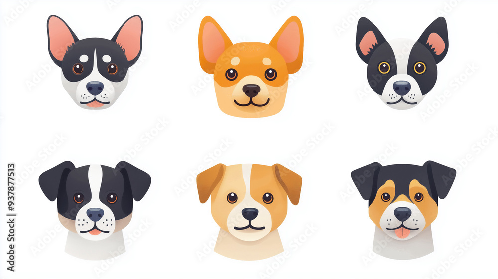group of dogs, collection of dogs, stickers for a cute dog face, various dogs group of dogs, collection of dogs, stickers for a cute dog face, various dogs