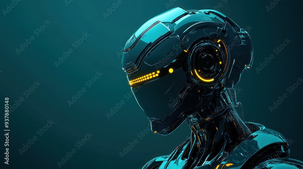 Futuristic Robot with Glowing Yellow Eyes - A sleek, futuristic robot with glowing yellow eyes, showcasing advanced technology and artificial intelligence in a dark, minimalist setting. Futuristic Robot with Glowing Yellow Eyes - A sleek, futuristic robot with glowing yellow eyes, showcasing advanced technology and artificial intelligence in a dark, minimalist setting.