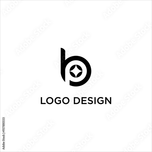 design logo BP or PB letter monogram modern with shinny star vector