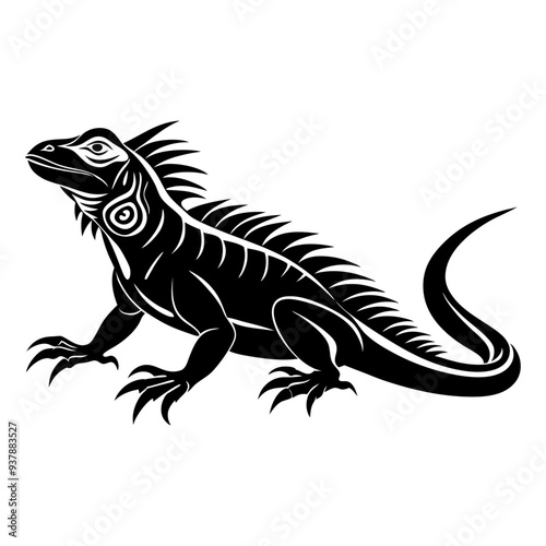 silhouette iguana dragon