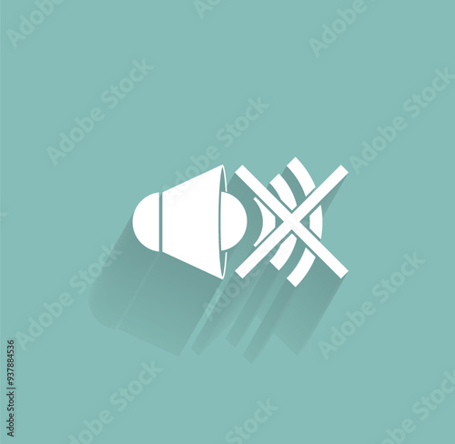 Vector icon of white color with shadow on gray-green background
