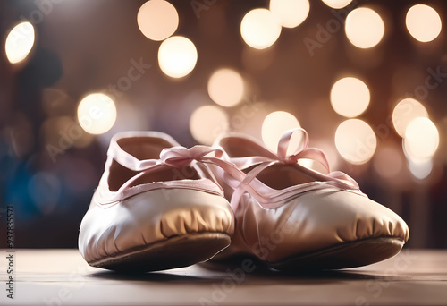Ballet shoes on the stage