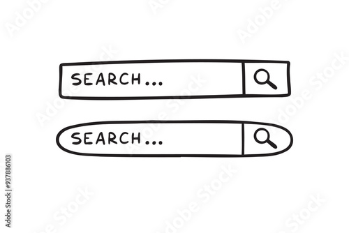 Doodle search bar hand drawn icon. Searching bars