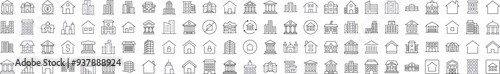 Set of Line Icons of Different Constructions. Editable Stroke. Minimalistic Linear Pictogram for Design of Cards, Apps, Banners, Posts