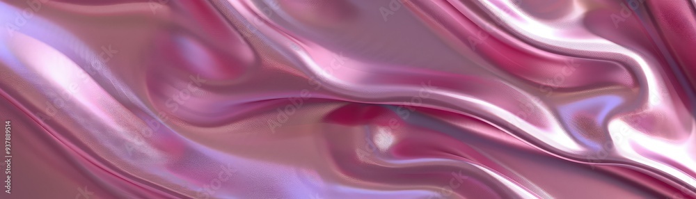 Obraz premium A captivating pink satin fabric texture showcasing smooth waves and a glossy sheen, ideal for backgrounds and design projects.