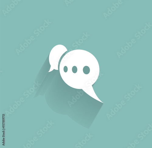 Vector icon of white color with shadow on gray-green background