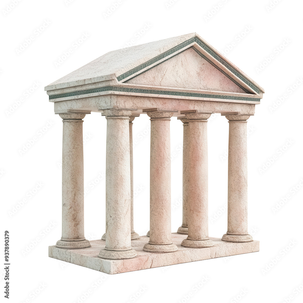 A classic marble temple structure showcasing elegant columns and a serene design, ideal for historical and architectural themes. isolated on a transparent background A classic marble temple structure showcasing elegant columns and a serene design, ideal for historical and architectural themes. isolated on a transparent background