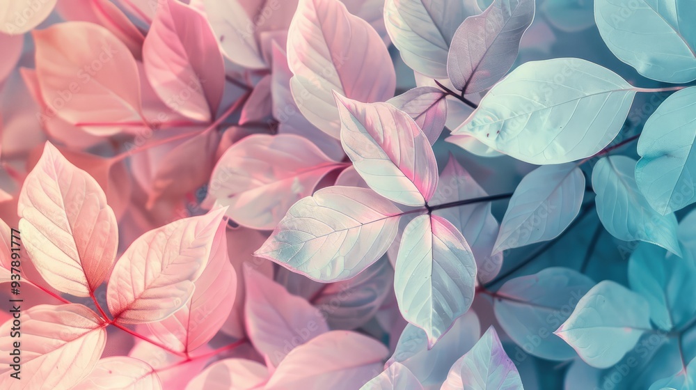 Colorful translucent leaves in pastel hues overlaying each other on a soft background, creating a delicate and airy visual effect. Nature concept. Colorful translucent leaves in pastel hues overlaying each other on a soft background, creating a delicate and airy visual effect. Nature concept.