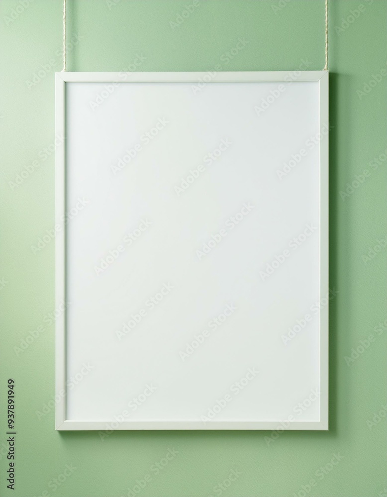 Mockup Poster Frame Close-Up on Green Wall - 3D Render Mockup Poster Frame Close-Up on Green Wall - 3D Render