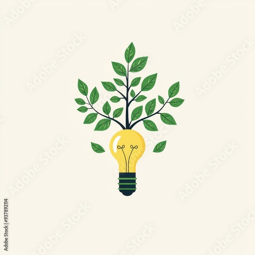 Green Lightbulb with Leaves   Eco Friendly Concept