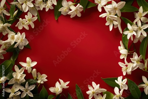 Wallpaper Mural Levitating Elegance: White Neroli Blooms in Dreamy Red Torontodigital.ca