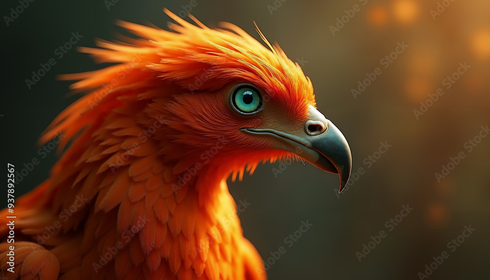 Bright fiery phoenix bird on a dark background Bright fiery phoenix bird on a dark background