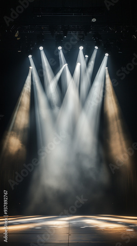 spotlight on stage, a stage full of spotlights, light hits on the stage