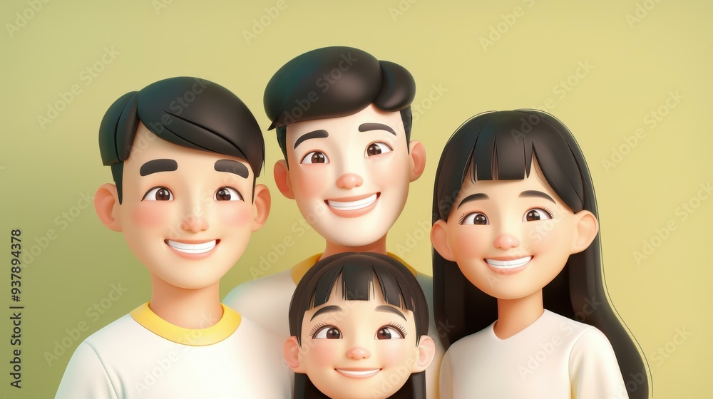 Vivid and cheerful artwork showcasing a joyous family, emphasizing love and unity through vibrant flat design. Vivid and cheerful artwork showcasing a joyous family, emphasizing love and unity through vibrant flat design.