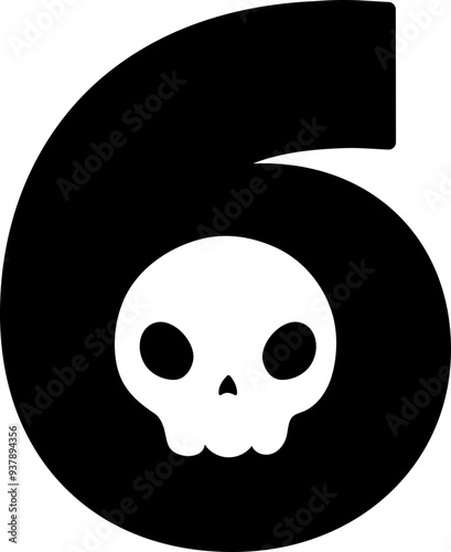 skull halloween font number 6 six