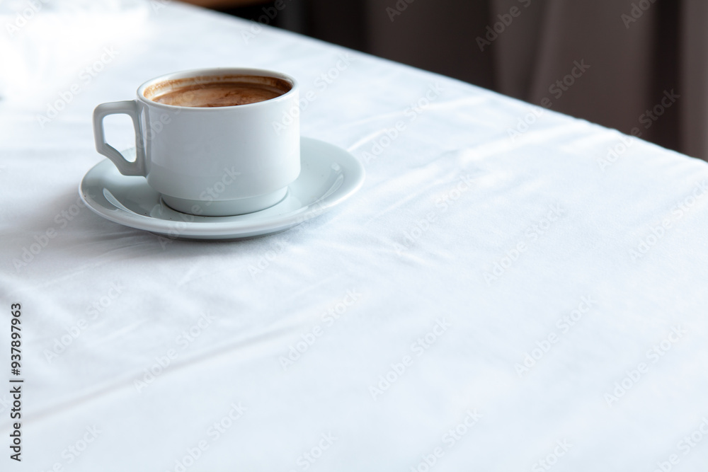 Fresh Cozy morning coffee on the white bed with white pillow near window in the sunny day. Lifestyle & Valentine Concept Fresh Cozy morning coffee on the white bed with white pillow near window in the sunny day. Lifestyle & Valentine Concept