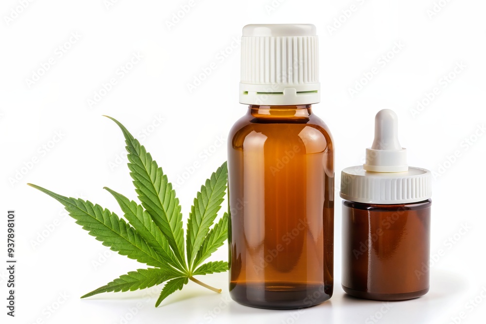 A single medical cannabis bottle with a child-resistant cap and labels sits isolated on a clean white background, highlighting its medicinal significance. A single medical cannabis bottle with a child-resistant cap and labels sits isolated on a clean white background, highlighting its medicinal significance.