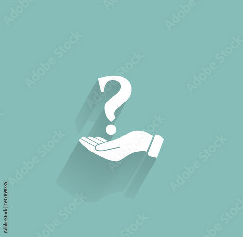 Vector icon of white color with shadow on gray-green background