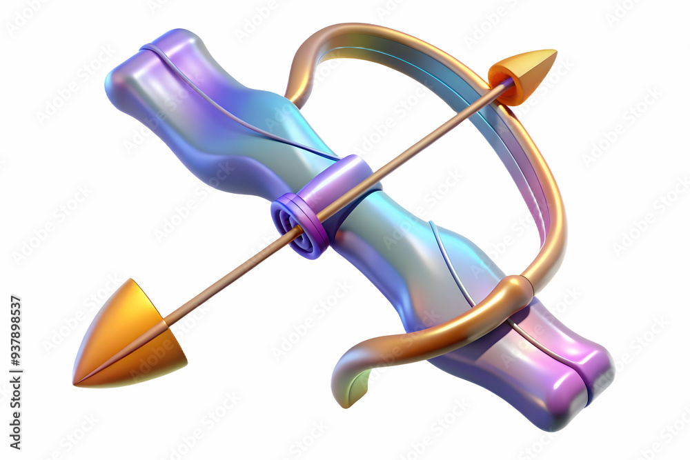 3D Holographic Bow and Quiver with Courage Text concept as A dynamic photo featuring a glowing holographic bow and quiver symbolizing the courage of Rama in the Dussehra story. The design includes gen