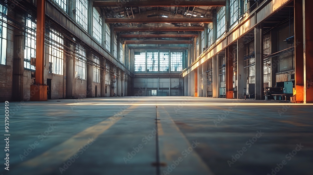 Old industrial hall in abandoned factory : Generative AI Old industrial hall in abandoned factory : Generative AI