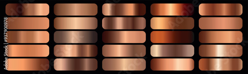 Bronze gradients set. Metallic bronze gradients. Elegant bronze gradients collection.