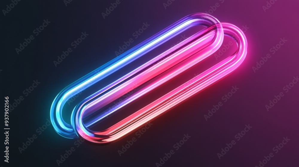 A neon sign with a purple and blue line A neon sign with a purple and blue line