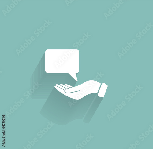 Vector icon of white color with shadow on gray-green background