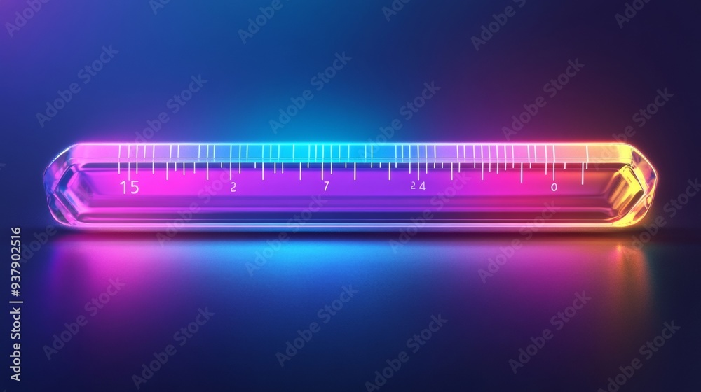 A ruler with the numbers 1 through 15 is lit up in neon colors A ruler with the numbers 1 through 15 is lit up in neon colors