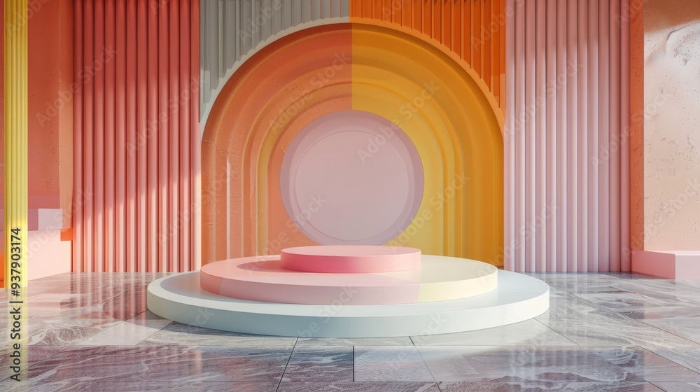 Fototapeta premium Abstract Pastel Background with Podium.