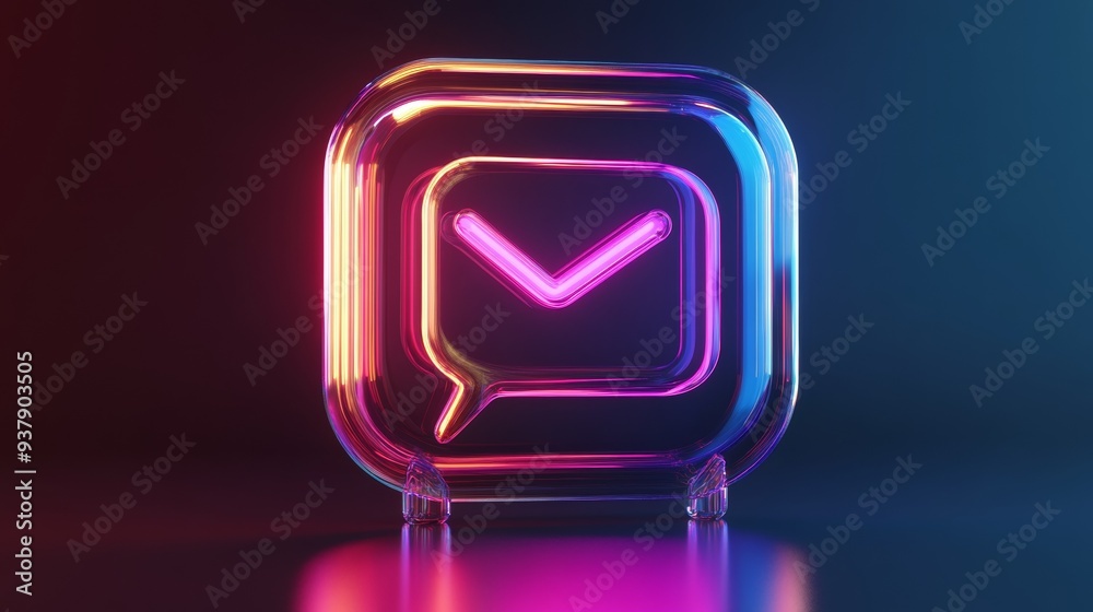 A neon sign with a purple and pink lettering that says 