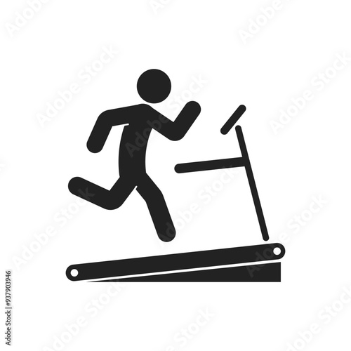 Isolated sport pictogram man running on a treadmill, gym fitness center sign