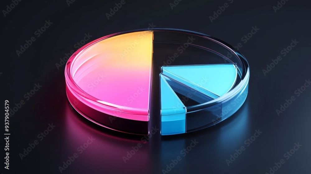 Fototapeta premium A colorful pie chart is shown in a glass container