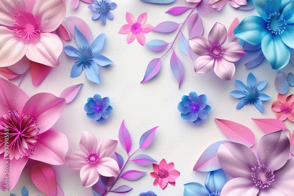 A bouquet of colorful paper flowers arranged on a clean white background A bouquet of colorful paper flowers arranged on a clean white background