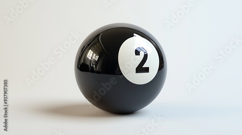 Black and white billiard ball number two, blending classic game elements with a simple and clean design.