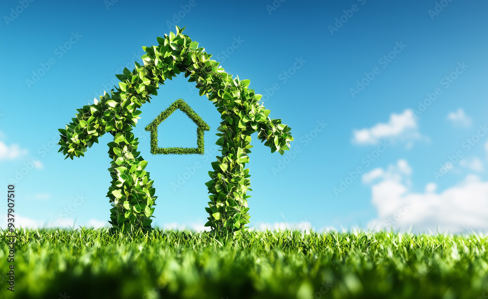 Casa sostenibile. Contorno di una casa fatto di foglie. Sostenibilità. Sviluppo. Casa sostenibile. Contorno di una casa fatto di foglie. Sostenibilità. Sviluppo.