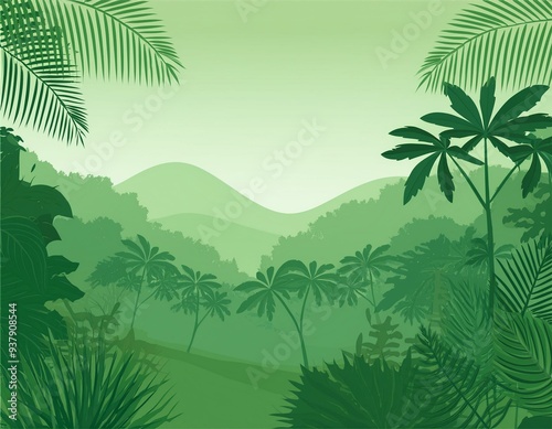 Wallpaper Mural Tropical Forest Landscape with light green color flat vector design Torontodigital.ca