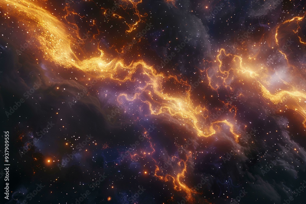 Fototapeta premium Beautiful dark space background with stars, nebulae and clouds. Abstract fantasy universe backdrop