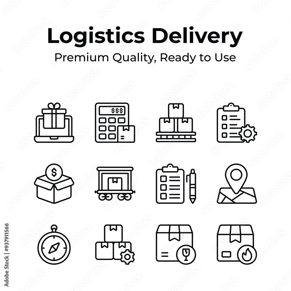 Have a look at this unique logistic and delivery icons, ready for premium use Have a look at this unique logistic and delivery icons, ready for premium use