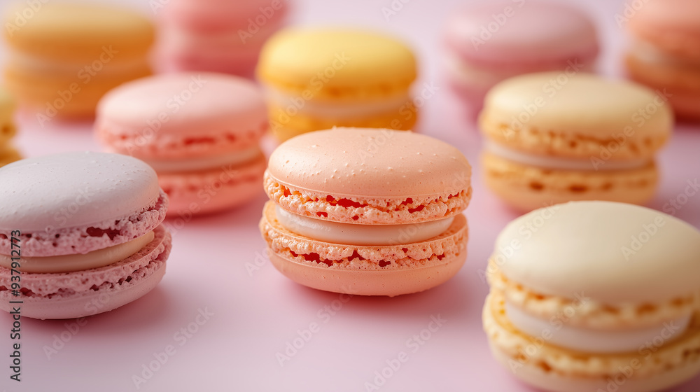 Delicate Macarons in Soft Pastel Shades Delicate Macarons in Soft Pastel Shades