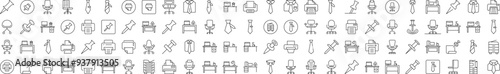 Office Outline Style Icons for Design, Cards, Apps, Social Networks