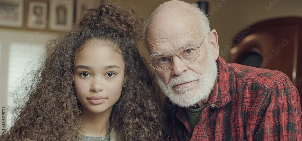 A Heartwarming Father-Daughter Bond Capturing the Joy of Shared Moments Across Generations as They Explore Technology Together Embracing Love Connection and Lifelong Learning