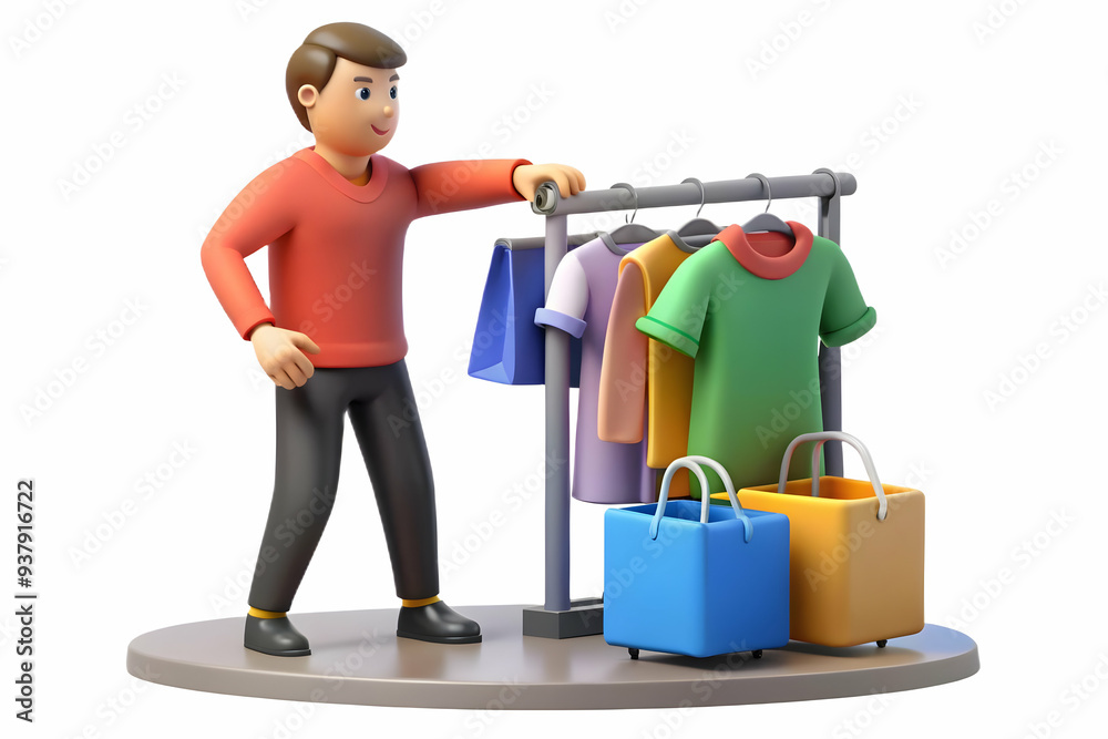 3D Shopper Trying on Clothes in Store concept as Candid shot of a shopper trying on clothes in the middle of a store aisle during Black Friday capturing the spontaneous and carefree nature of the shop 3D Shopper Trying on Clothes in Store concept as Candid shot of a shopper trying on clothes in the middle of a store aisle during Black Friday capturing the spontaneous and carefree nature of the shop