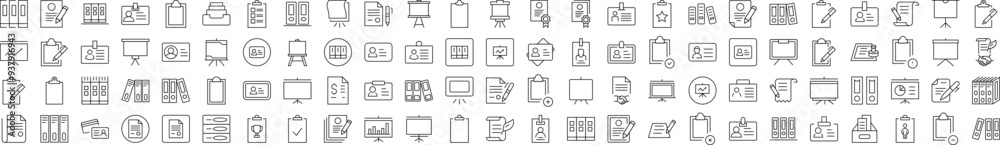 Documents Simple Linear Illustrations. Contains Icons of Presentation Board, Clipboard, Contract that Can Be Used for Design of Cards, Posts, Apps, Web Sites Documents Simple Linear Illustrations. Contains Icons of Presentation Board, Clipboard, Contract that Can Be Used for Design of Cards, Posts, Apps, Web Sites