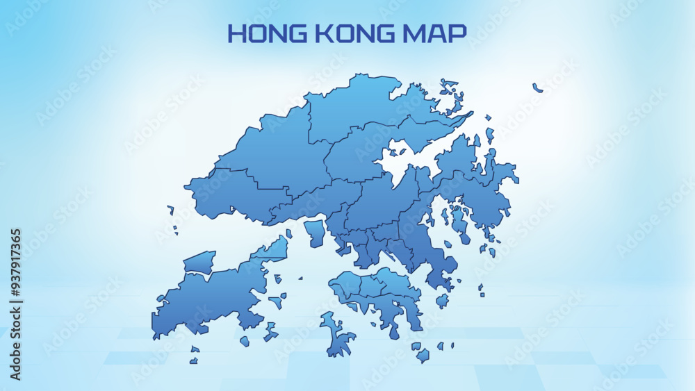 Fototapeta premium Blue detailed map of Hong Kong with States administrative divisions. Political Hong Kong map vector illustration.