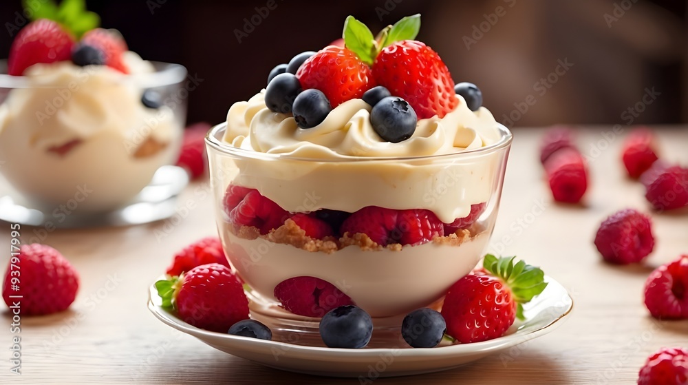 vanilla cream with berries vanilla cream with berries