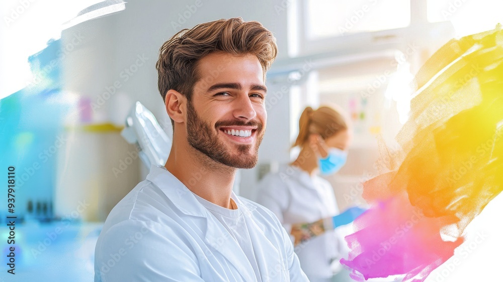 Dentist treating his patients happy at work Dentist smiles, beautiful, healthy teeth Dentist treating his patients happy at work Dentist smiles, beautiful, healthy teeth